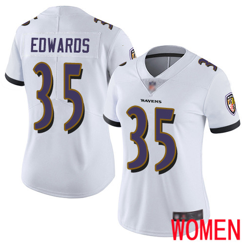 Baltimore Ravens Limited White Women Gus Edwards Road Jersey NFL Football #35 Vapor Untouchable->youth nfl jersey->Youth Jersey
